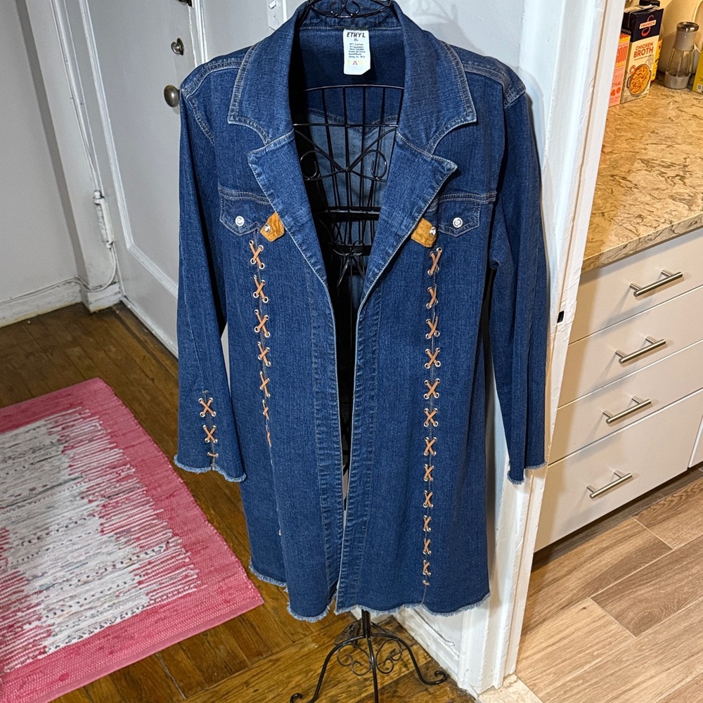 Ethyl Embellished Denim Jacket Awesome duster!